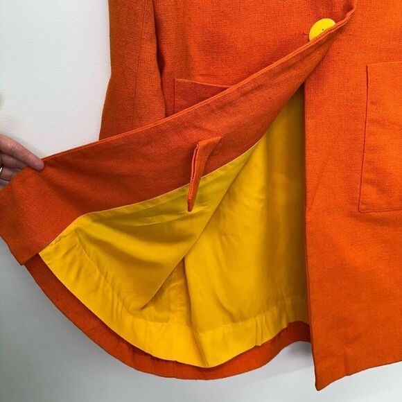 Bill Atkinson Glen of Michigan Women’s Orange Yellow  Button Mod A-line Coat - Picture 12 of 15